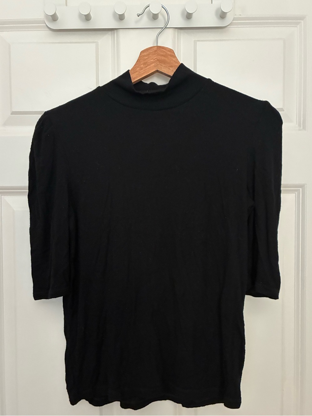 Zara Black Ribbed Mock Neck Top